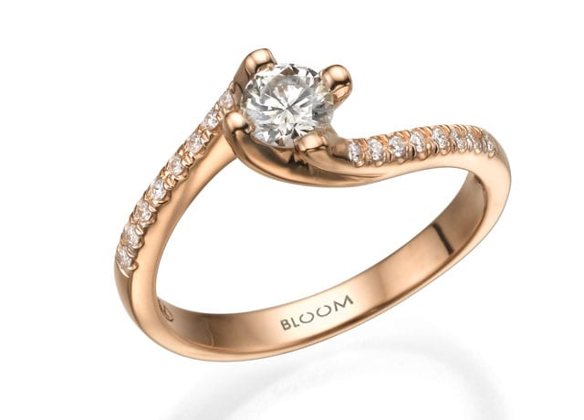 טבעת נישואין, טבעת אירוסין סוליטר, טבעת יהלום בזהב רוז גולד 28 קראט, החל מ- 5600 שח, להשיג ב- BLOOM תכשיטי יוקרה שוהם 6 רמת גן, יחצ, EFIFO
