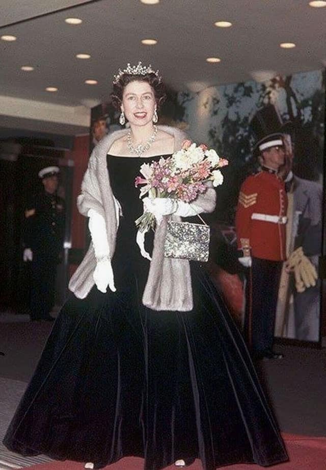 בצילום: מלכת אנגליה אליזבת בשמלת קטיפה. צילום: פינטרסט