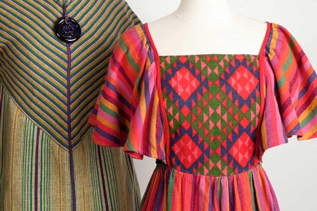 עיצוב שמלה: רוז'י בן יוסף, שנות ה-70. ארכיון האופנה והטקסטיל של שנקר
