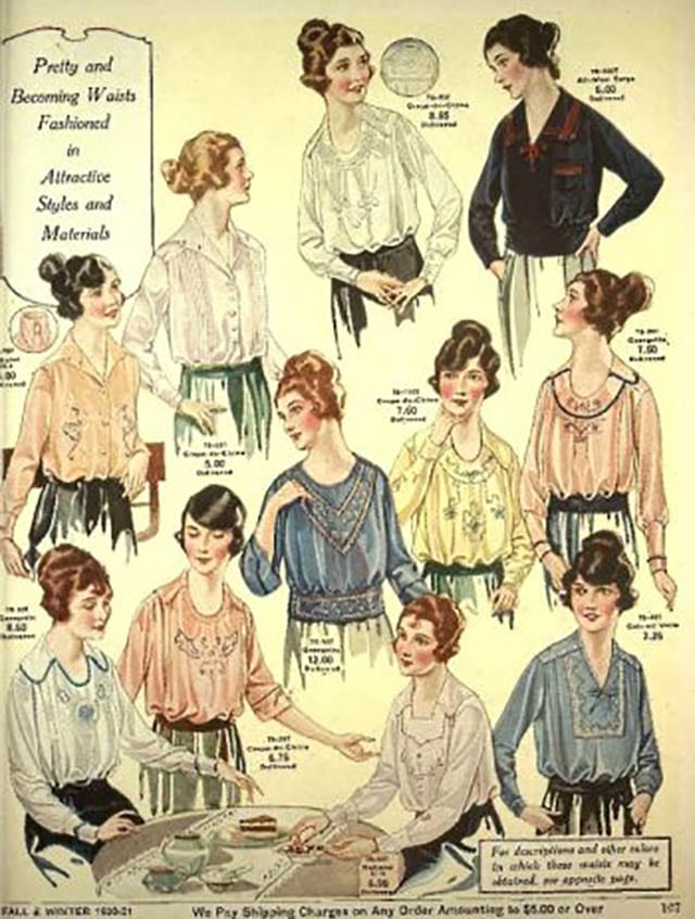 חולצות גבירותיי. 1920. צילום: פינטרסט, כתבות אופנה